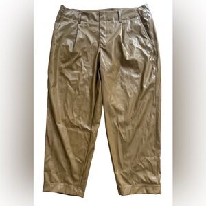 A New Day High Waisted Faux Leather Pleated Vegan Ankle Pants Tan sz18